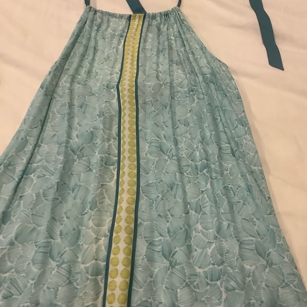 Tommy Bahama Green Patterned Swim Coverup Dress with Yellow Accent Stripe